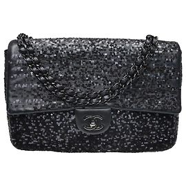 Chanel Black Sequin Moonlight On Water Single Flap Bag Black