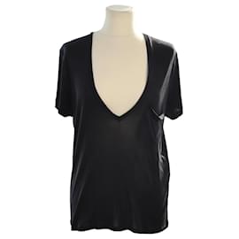Saint Laurent-Black V Shape T Shirt-Black