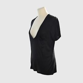 Saint Laurent-Black V Shape T Shirt-Black