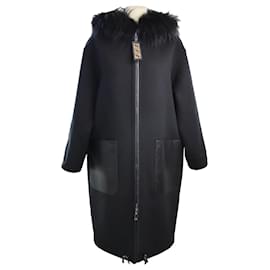 Fendi-Black/Brown Reversible Pocket Long Coat-Black