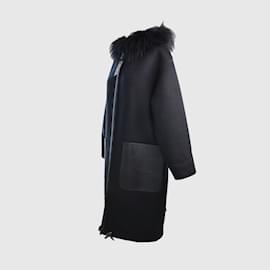 Fendi-Black/Brown Reversible Pocket Long Coat-Black