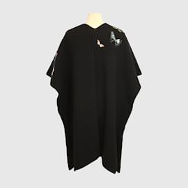 Valentino-De color negro/Capa con bordado de mariposas multicolores-Negro