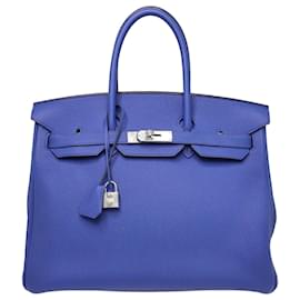 Hermès-Blue Birkin 35 W/ PHW-Blue
