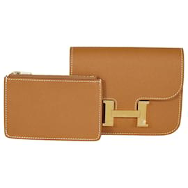 Hermes Bearn Compact Wallet Togo Leather Palladium Hardware In Orange