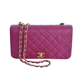 Chanel Fall 1995 Pink Fuchsia Quilted Tweed Double Chain Bag