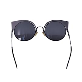 Fendi-Black Runway Cutout Cat-Eye Sunglasses-Black