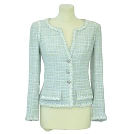 Chanel-Veste de costume en tweed bouclé vintage gris clair - SS09-Gris