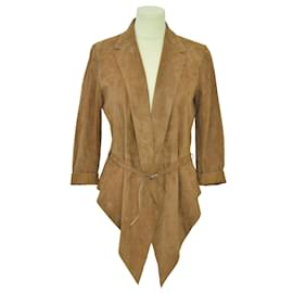 Hermès-Chaqueta asimétrica marrón claro con/ cinturón-Castaño
