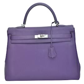 Hermès-Ultraviolet Kelly 35 Bag w/ PHW-White