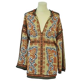 Valentino braun/Goldener Bandana-Jacquard-Lurex-Pullover Braun