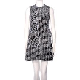 Christian Dior-Christian Dior Black Blue Tweed Dress with 3 pockets-Black