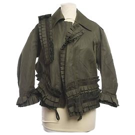 Giacca con volant boxplied verde di Bottega Veneta Verde