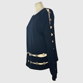 Balmain-Schwarze Farbe/Pullover mit Ausschnitten und goldenen Knopfdetails-Schwarz