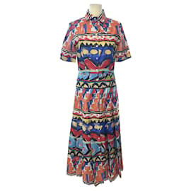 Stella Jean-Multicolor Abstract Print Short Sleeve Dress-Multiple colors