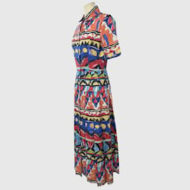 Stella Jean-Multicolor Abstract Print Short Sleeve Dress-Multiple colors