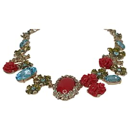 Oscar de la Renta-Mehrfarbige Halskette mit Blumenapplikationen-Mehrfarben