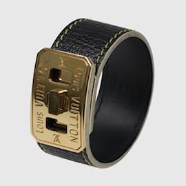 Louis Vuitton-Bracelet enroulé noir vintage à verrouillage tournant-Noir