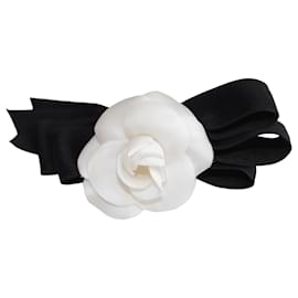 Chanel-Black/White Bow Camellia Brooch-Black