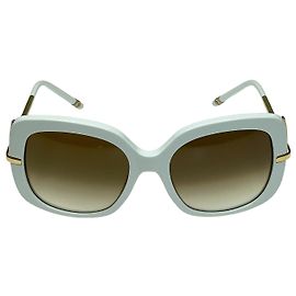Boucheron White Square Frame Crystal Embellished Sunglasses White