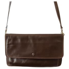 Vintage-Vintage leather clutch bag-Brown