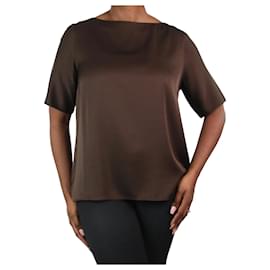 Autre Marque-Brown short-sleeved silk top - size M-Brown