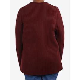 Crimson-Burgunderfarbener Rippstrickpullover-Bordeaux