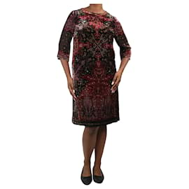 Etro-Burgundy floral printed velvet dress - size IT 44-Dark red