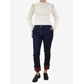 Bottega Veneta-Blaue, verkürzte Jeans mit Kontrastbündchen – Größe UK 10-Blau
