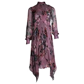 Erdem-Erdem Kaylah Floral-Print Midi Dress in Purple Silk-Other