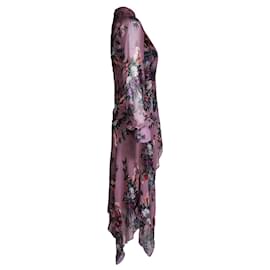 Erdem-Erdem Kaylah Floral-Print Midi Dress in Purple Silk-Other