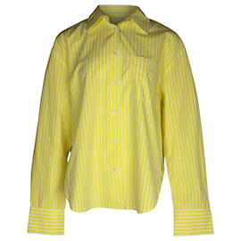 Autre Marque-The Frankie Shop Lui Striped Button-Up Shirt in Yellow Cotton-Other