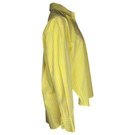 Autre Marque-Das Frankie Shop Lui gestreiftes Hemd mit Knöpfen aus gelber Baumwolle-Andere