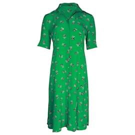 Altuzarra-Altuzarra Wednesday Printed Shirt Dress in Green Silk-Other