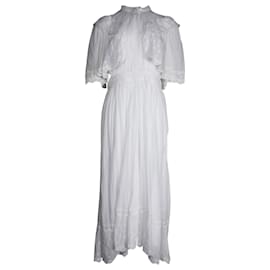 Isabel Marant-Isabel Marant Etoile Leola Ruffled Broderie Angalaise Midi Dress in White Cotton-White