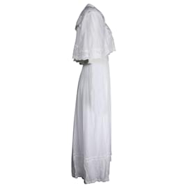 Isabel Marant-Isabel Marant Etoile Leola Vestido Midi Broderie Angalaise com babados em algodão branco-Branco