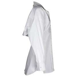 Alexander Wang-Alexander Wang Open Shoulder Mini Shirt Dress in White Cotton-White