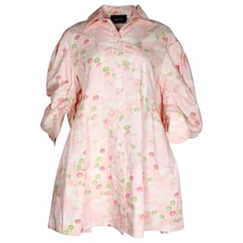 Simone Rocha-Simone Rocha Mini-Hemdkleid mit Blumendruck und charakteristischen Ärmeln aus rosa Baumwolle-Andere