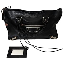 Balenciaga-Balenciaga Classic Metallic Edge City Small Bag in Black Leather-Black