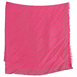 Louis Vuitton-Sciarpa jacquard monogramma Louis Vuitton in seta e lana rosa fucsia-Rosa