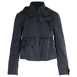 Red Valentino Rote Valentino-Taftjacke mit Schleifendetail aus schwarzer Seide Schwarz