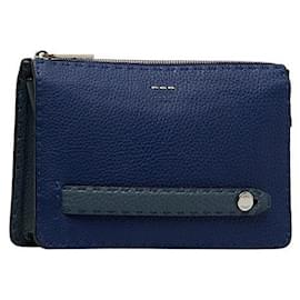 Fendi-Leather Selleria Clutch Bag 7VA350-Blue