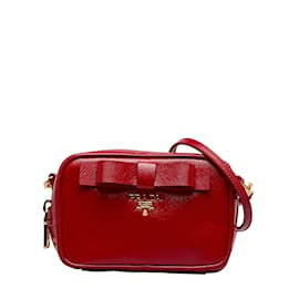 Prada-Borsa a tracolla con fiocco in vernice Saffiano 1N1674-Rosso