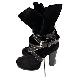 Barbara Bui Black Deerskin Ankle Boots Black