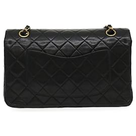 Chanel-CHANEL Classic Matelasse 25 Chain Flap Shoulder Bag Lamb Skin Black Auth jk1269a-Black,Golden