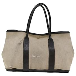 Hermès-HERMES Garden Party Sac à main Toile Gris Auth bs7342-Gris