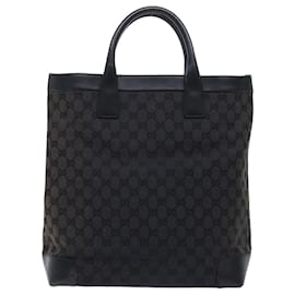 Gucci-GUCCI GG Canvas Hand Bag Black Auth 50522-Black