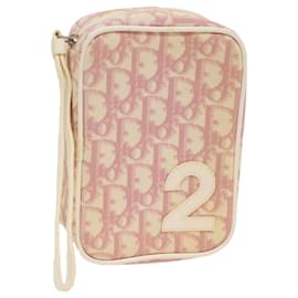 Christian Dior-Christian Dior Trotter Canvas Pouch Pink Auth bs7325-Pink