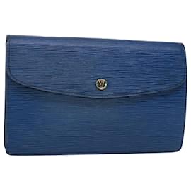 Louis Vuitton-LOUIS VUITTON Epi Montaigne 27 Bolso Clutch Azul M52655 EP de autenticación de LV1327-Azul