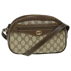 GUCCI GG supreme Sherry Line PVC Leather Leather Beige Brown Shoulder bag  750