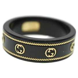 Gucci-Bague YG entrelacée GUCCI 18Bague K Noir 606826 Authentification3996-Noir